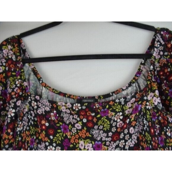 Forever 21 Women's Dress Size Medium Black Floral Long Sleeve Sleeve Mini Dress - Picture 2 of 10